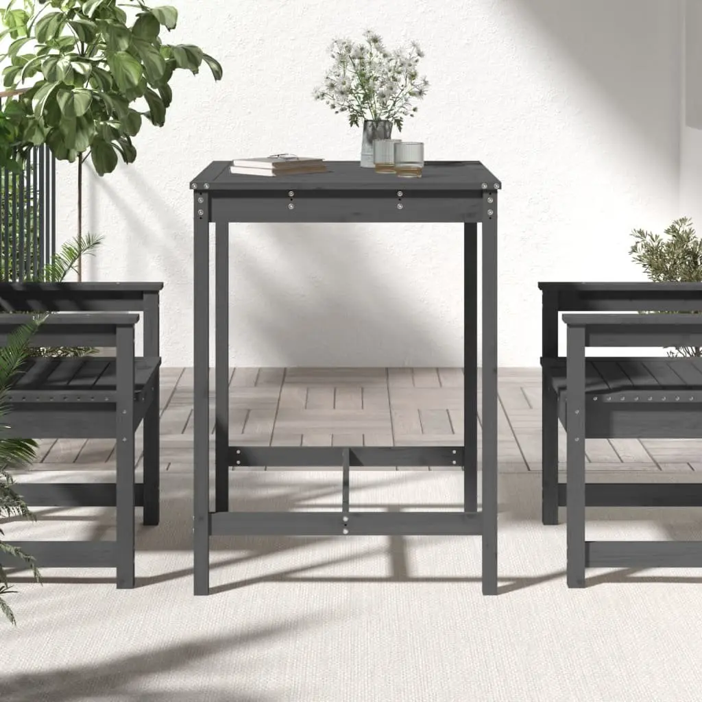 Grey Garden Table 82.5x82.5x110 cm Solid Wood