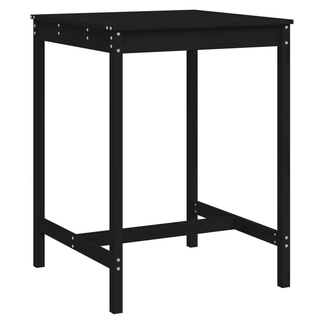 Black Pine Wood Garden Table for Outdoor Dining