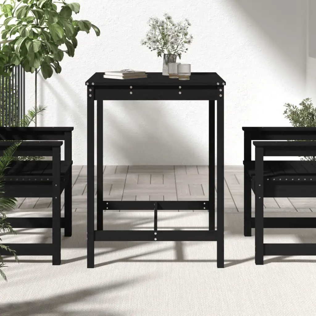 Black Pine Wood Garden Table for Outdoor Dining