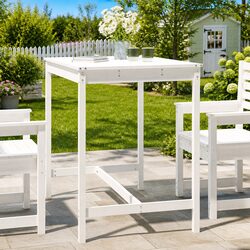 Sturdy White Solid Pine Wood Garden Table for Outdoors