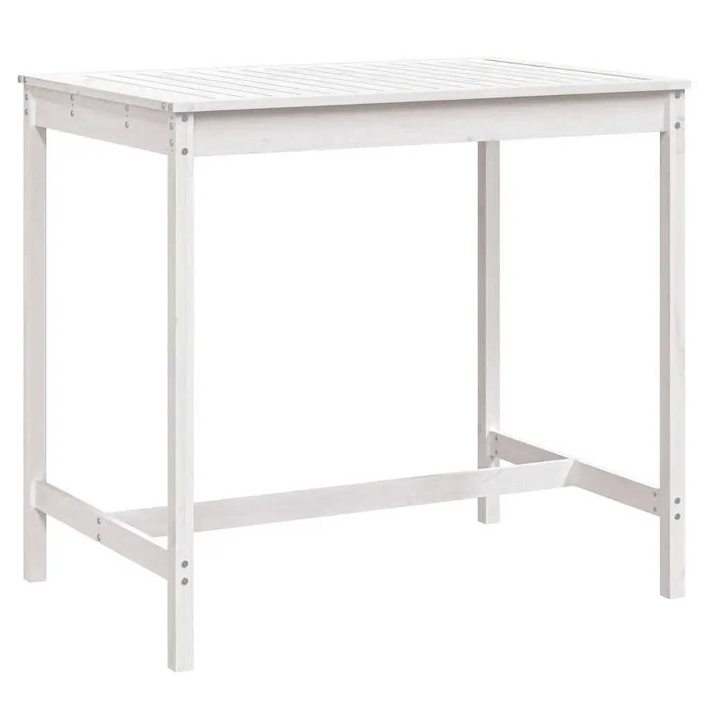 White Solid Pine Wood Garden Table for Outdoors