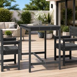 Grey Solid Pine Wood Garden Table for Outdoor Spaces