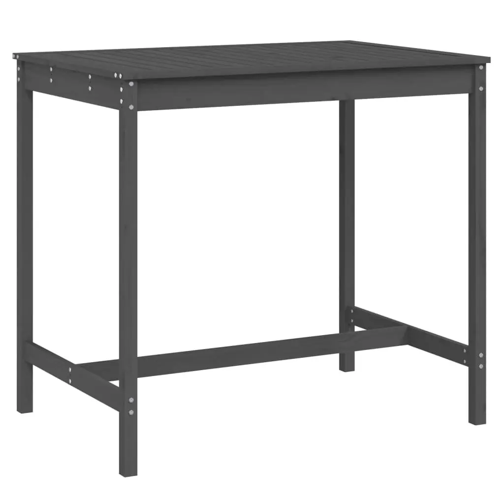 Grey Solid Pine Wood Garden Table for Outdoor Spaces
