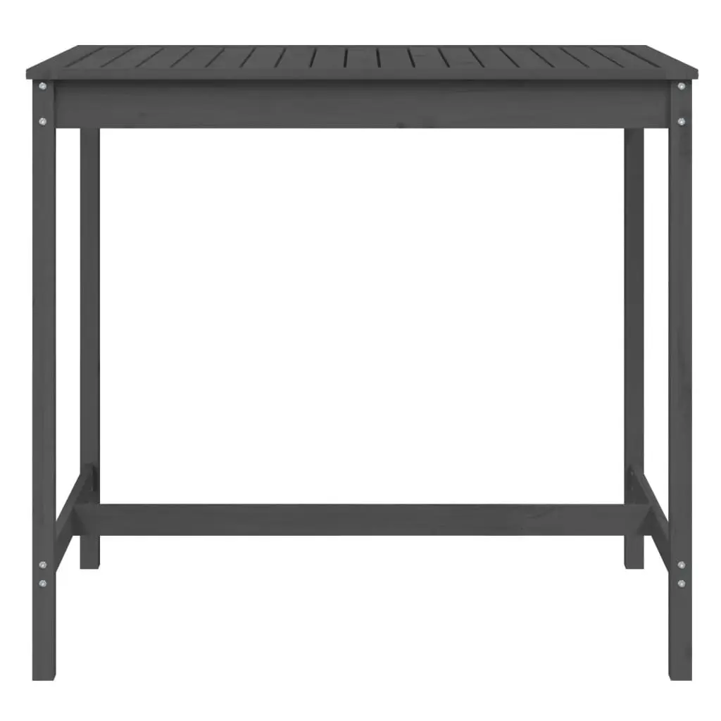 Grey Solid Pine Wood Garden Table for Outdoor Spaces