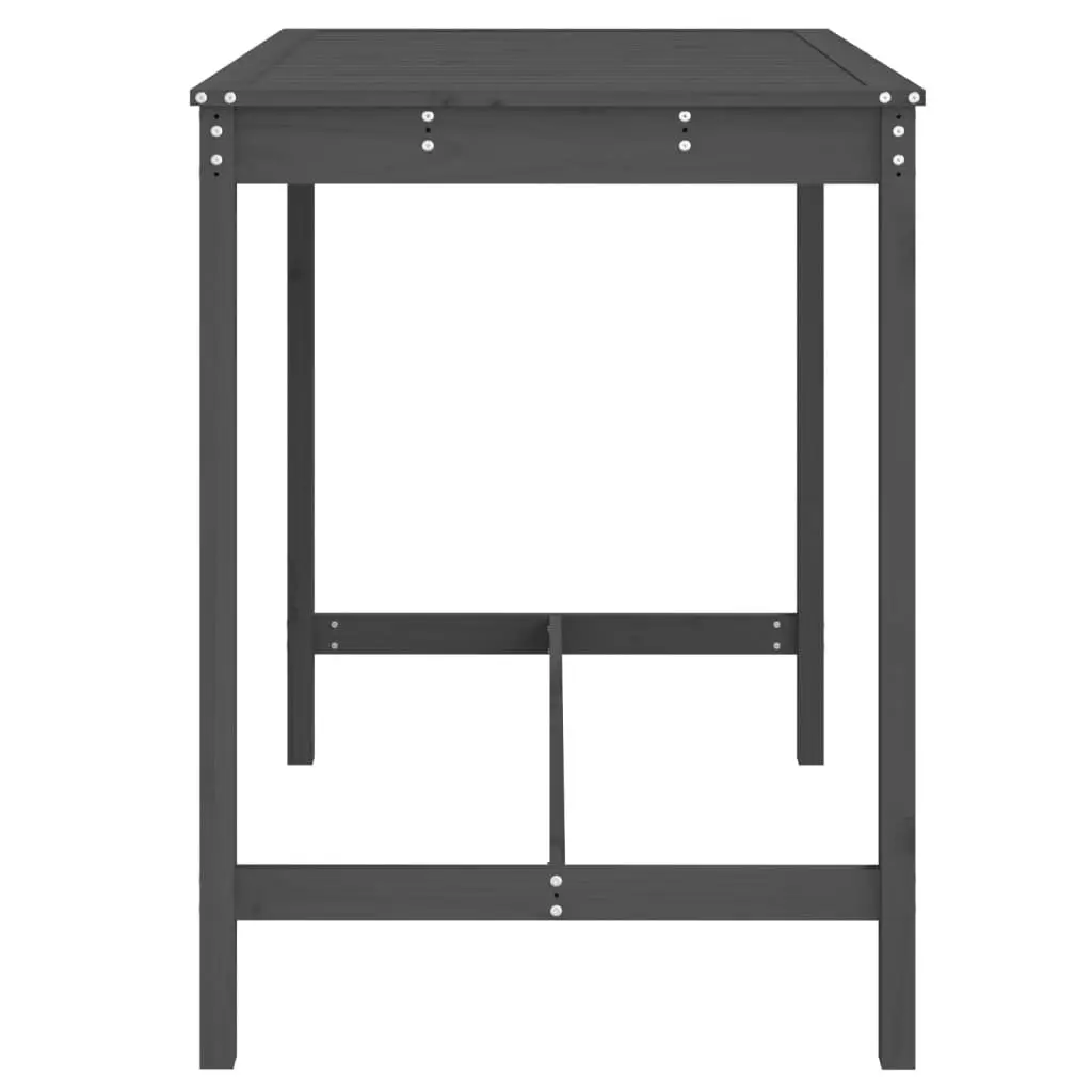 Grey Solid Pine Wood Garden Table for Outdoor Spaces