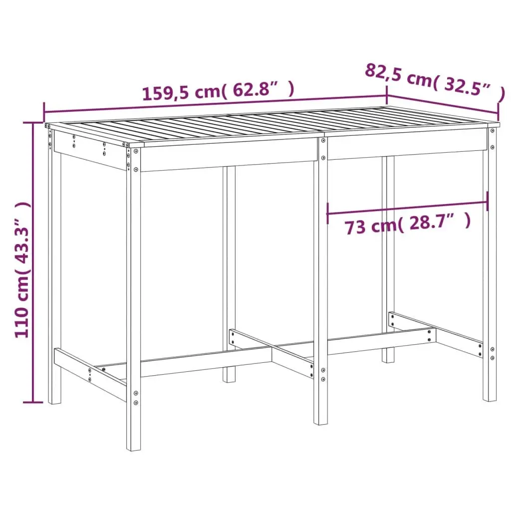 Outdoor Solid Pine Wood Garden Table for Patios