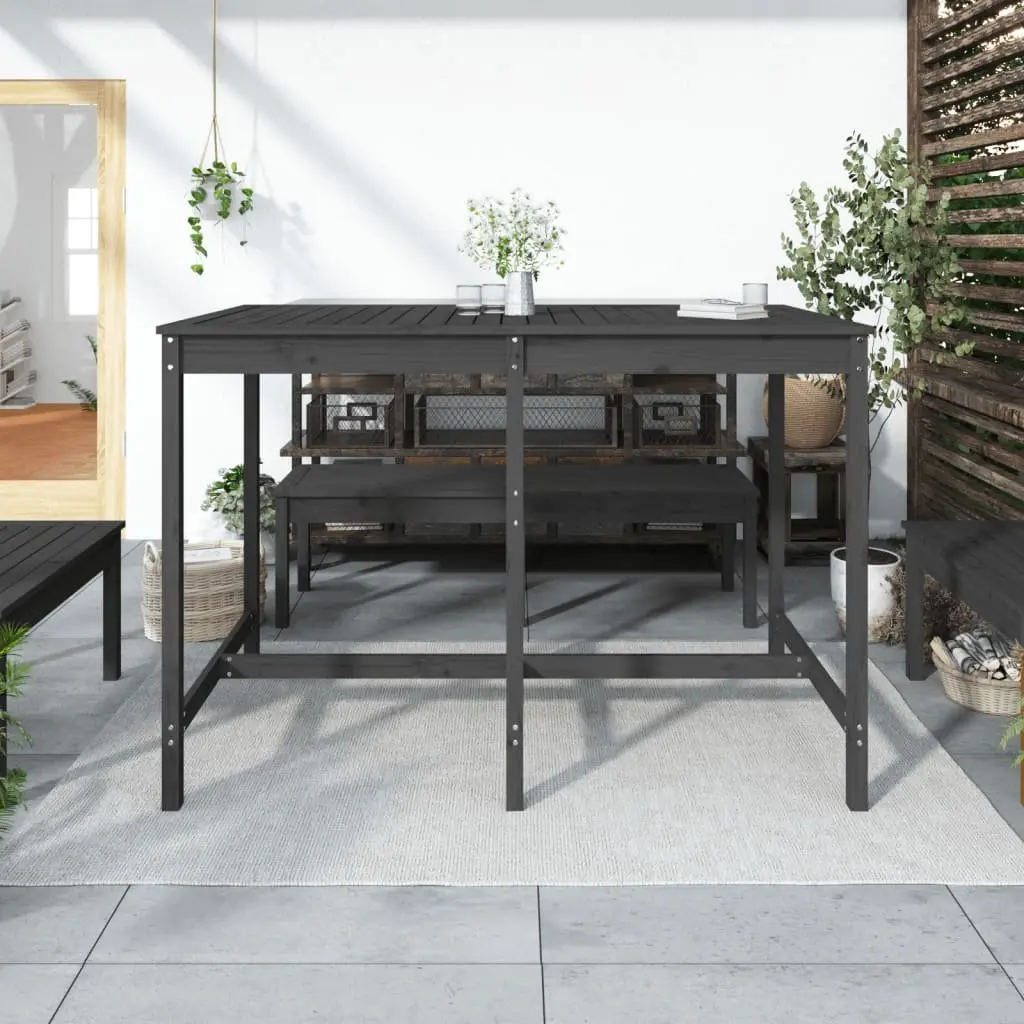 Solid Wood Grey Garden Table for Outdoor Dining