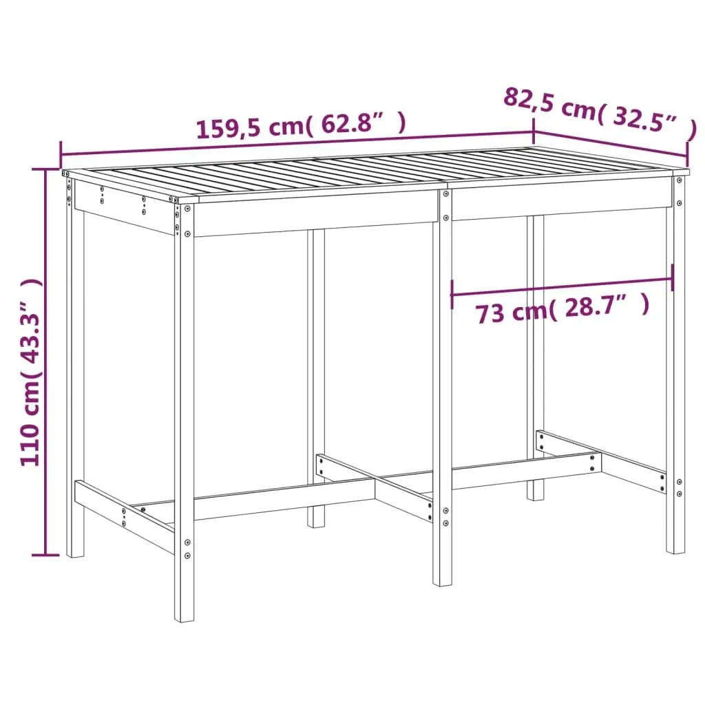 Solid Wood Grey Garden Table for Outdoor Dining