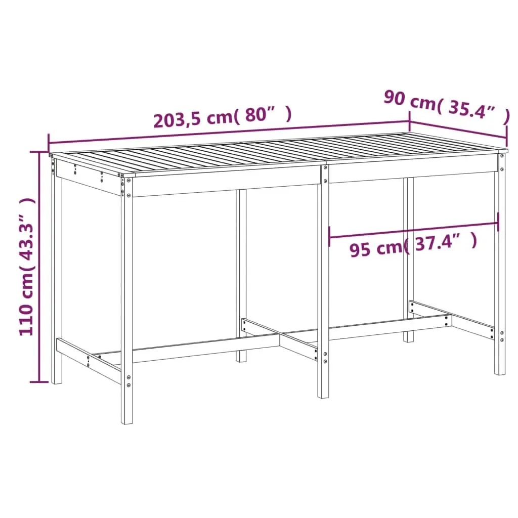 Solid Wood Pine Garden Table for Outdoors