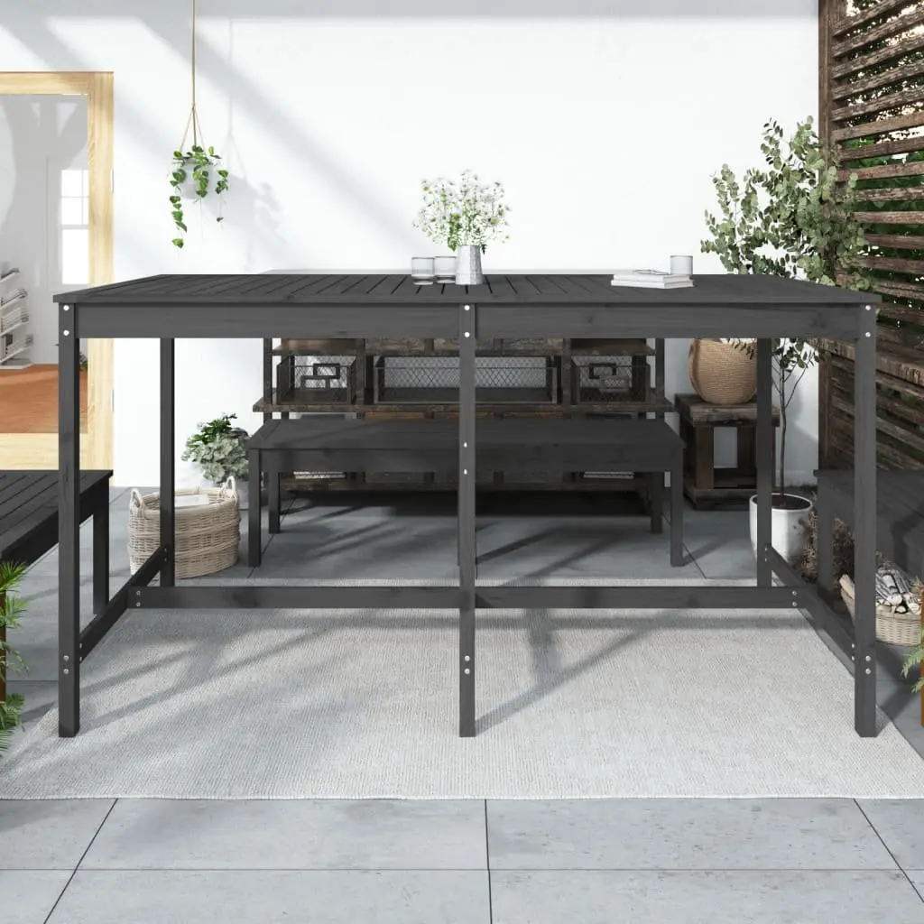 Grey Solid Pine Garden Table for Outdoor Spaces