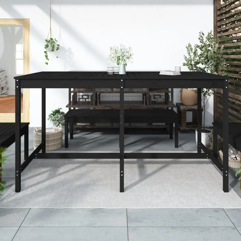 Garden Table Outdoor Wooden Patio Furniture Solid Pine Black 203.5x90x110 cm