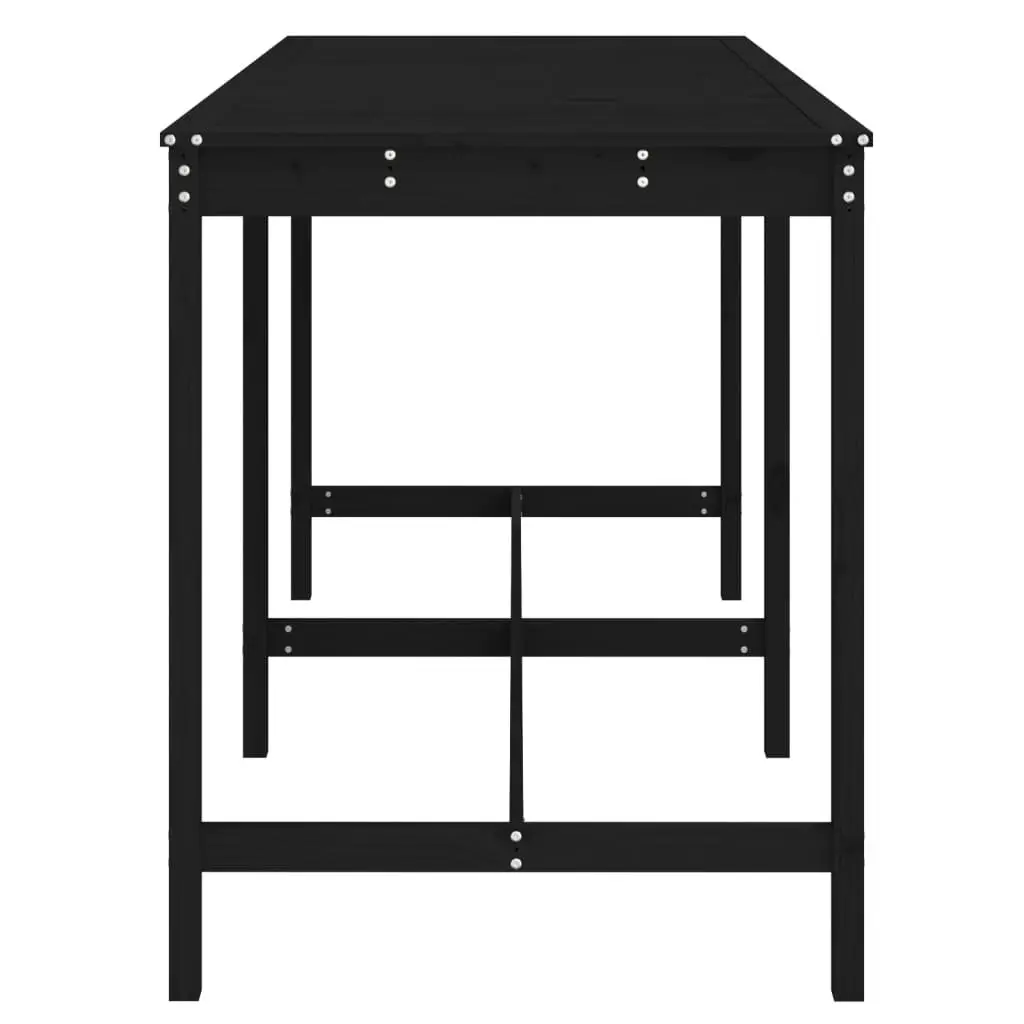 Garden Table Outdoor Wooden Patio Furniture Solid Pine Black 203.5x90x110 cm