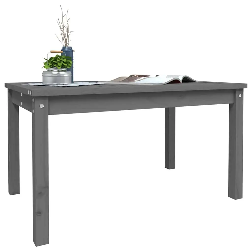 Garden Table Solid Pine Wood 82.5x50.5x45cm Grey