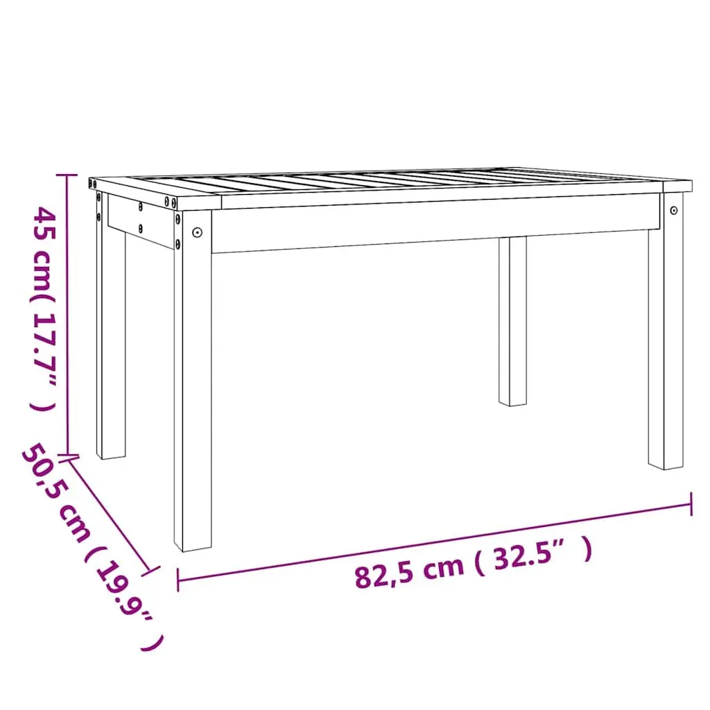 Garden Table Solid Pine Wood 82.5x50.5x45cm Grey