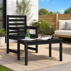 Black Solid Wood Pine Garden Table for Outdoor Dining