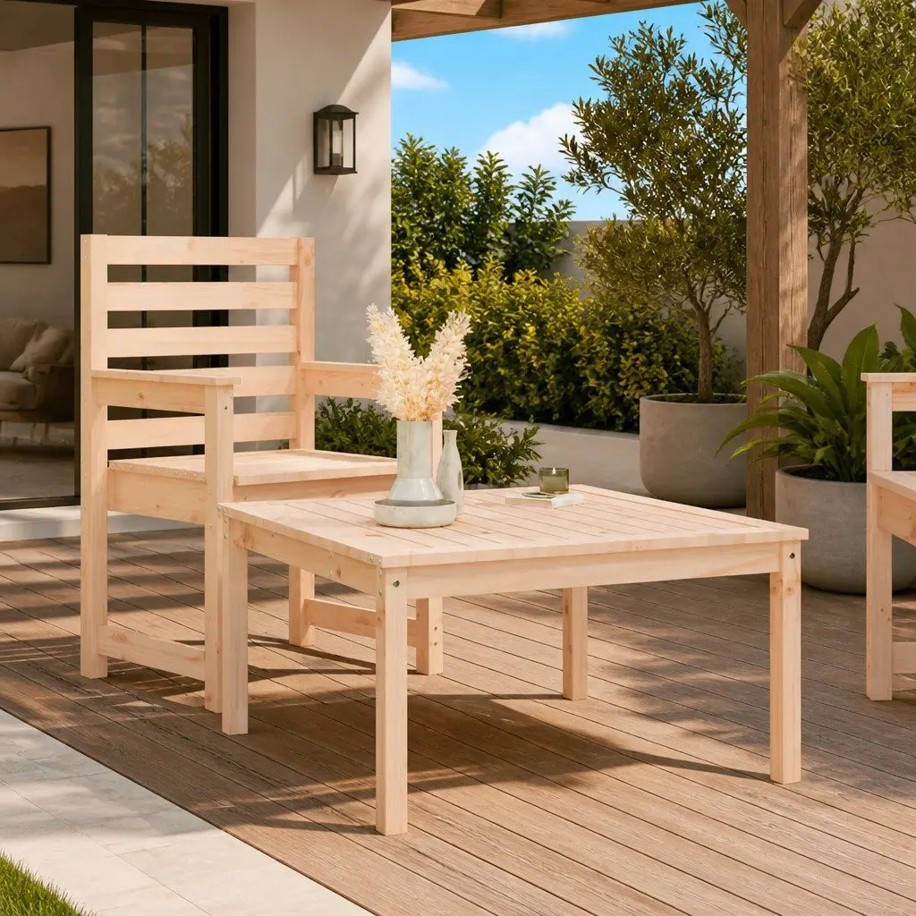 Brown Solid Pine Garden Table 82.5x82.5x45 cm