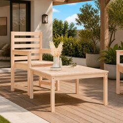 Sturdy Brown Solid Pine Garden Table 82.5x82.5x45 cm