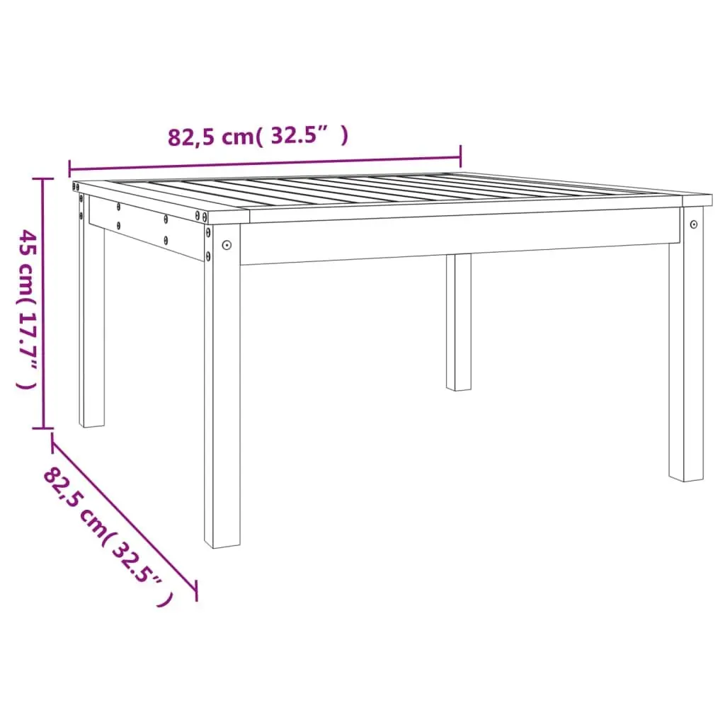 Brown Solid Pine Garden Table 82.5x82.5x45 cm