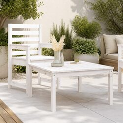 Outdoor Dining Table - White Solid Pine Wood 82.5x82.5x45cm