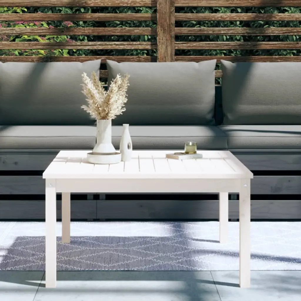 Garden Table White Outdoor Dining Furniture Solid Pine Wood 82.5x82.5x45cm