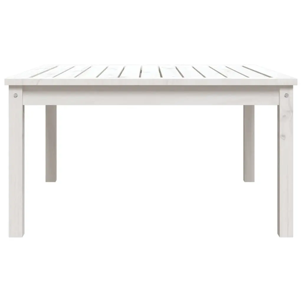 Garden Table White Outdoor Dining Furniture Solid Pine Wood 82.5x82.5x45cm