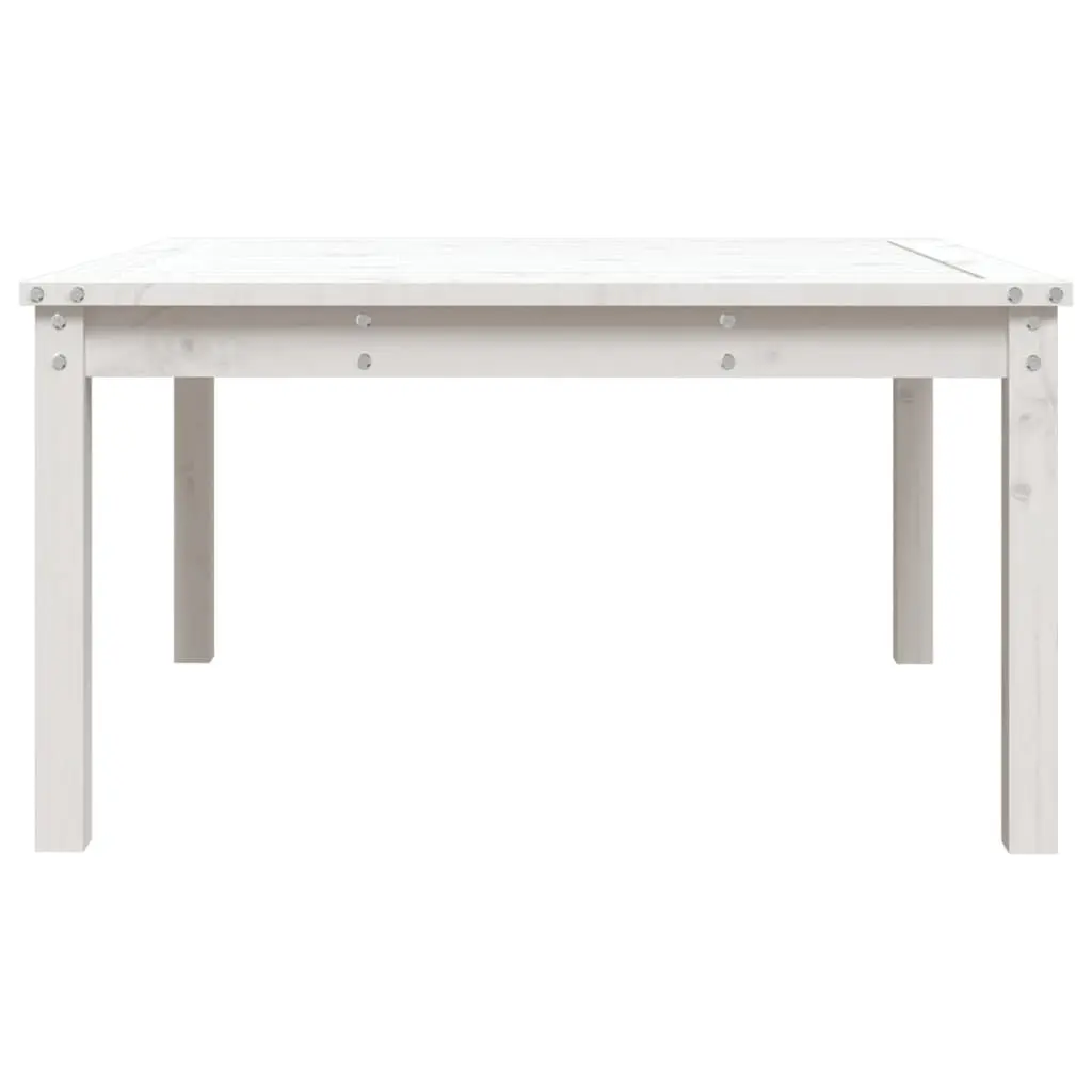 Garden Table White Outdoor Dining Furniture Solid Pine Wood 82.5x82.5x45cm