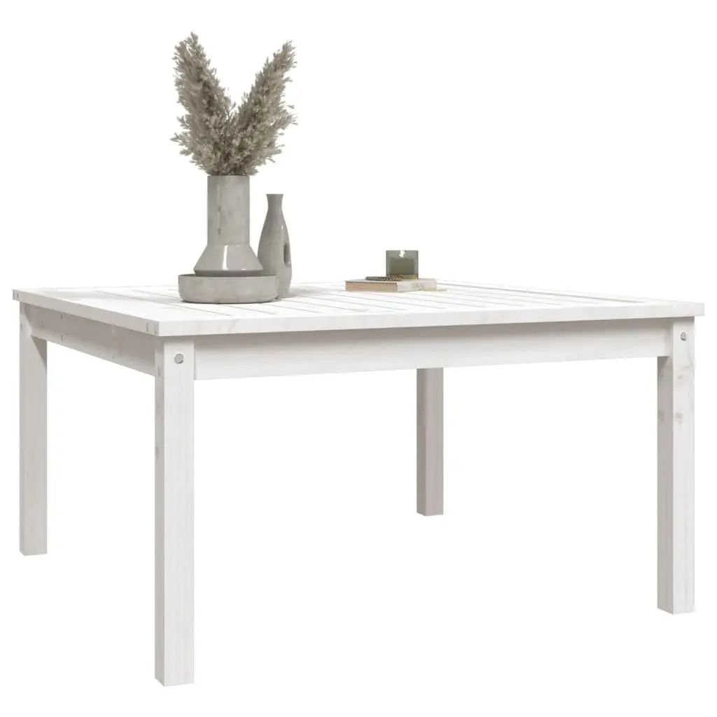Garden Table White Outdoor Dining Furniture Solid Pine Wood 82.5x82.5x45cm