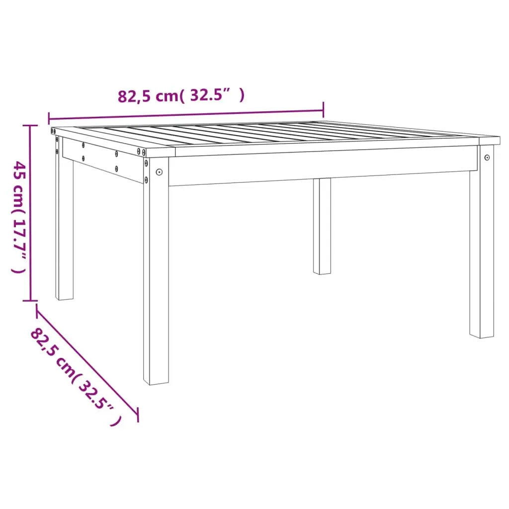 Garden Table White Outdoor Dining Furniture Solid Pine Wood 82.5x82.5x45cm