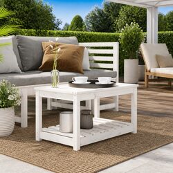 Solid Wood Pine Garden Table White 82.5x50.5x45 cm Patio Dining Outdoor