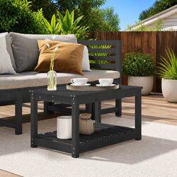 Grey Wooden Garden Table with Storage - 82.5x50.5x45 cm