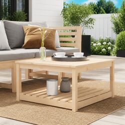 Sturdy Pine Wood Garden Table for Outdoor Dining 82.5x82.5x45cm
