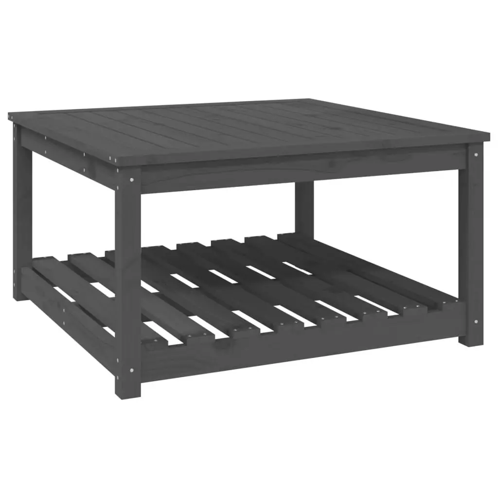 Grey Solid Wood Pine Garden Table with Storage