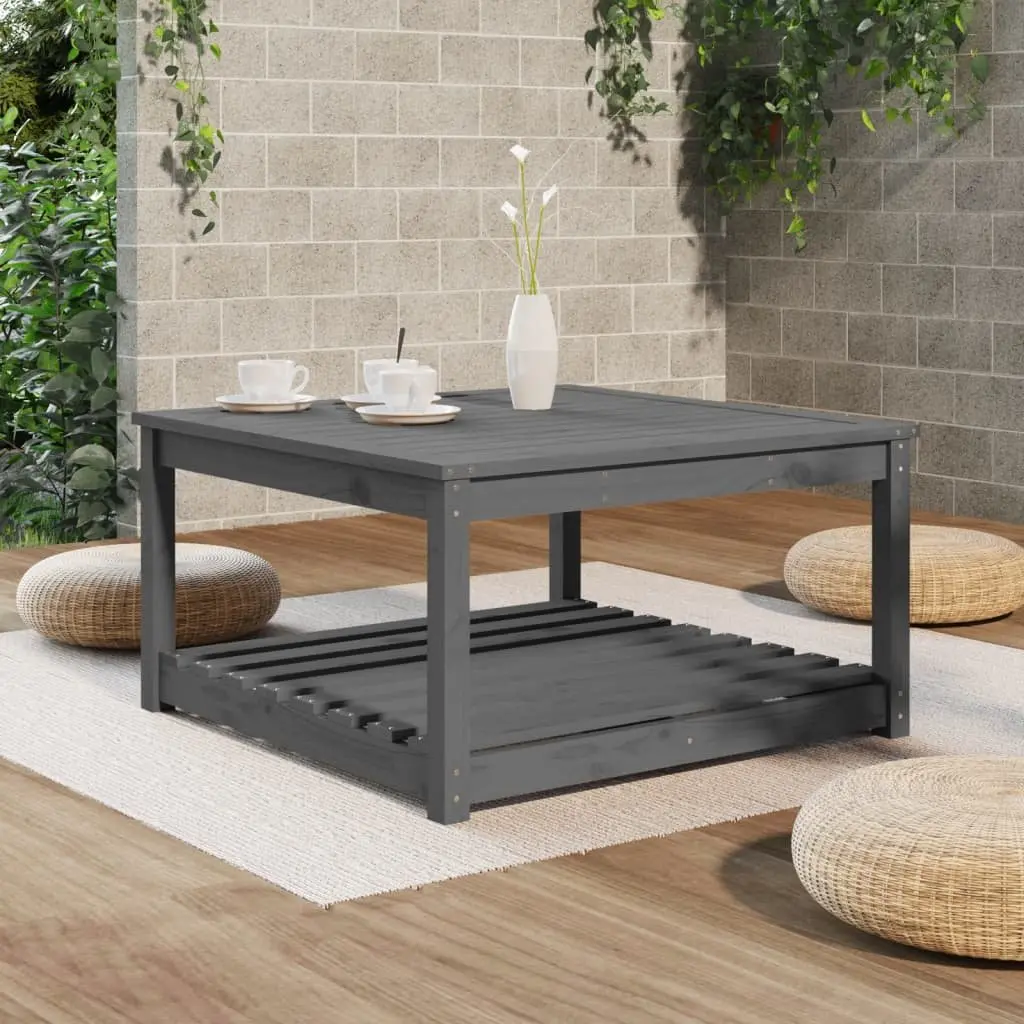 Grey Solid Wood Pine Garden Table with Storage