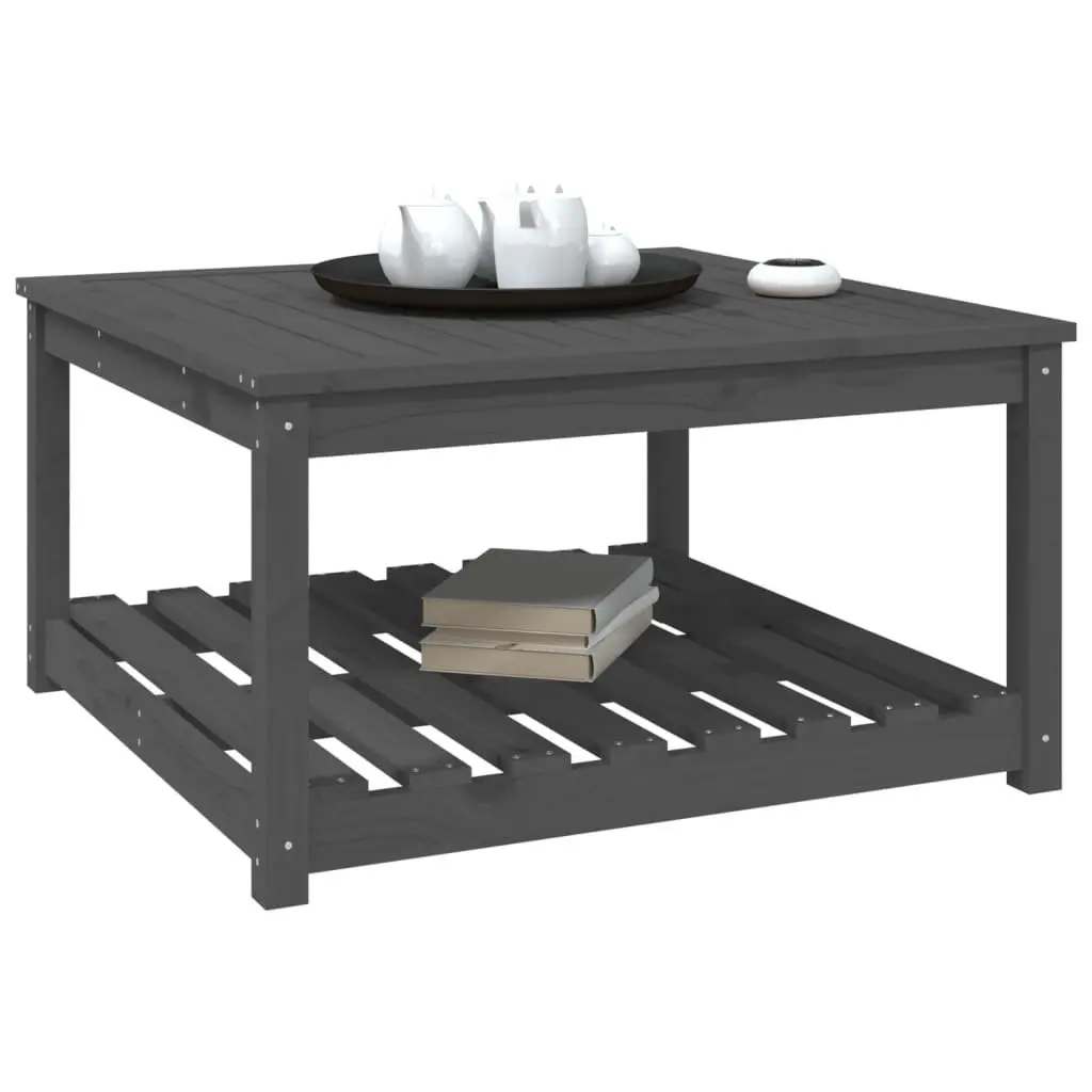 Grey Solid Wood Pine Garden Table with Storage
