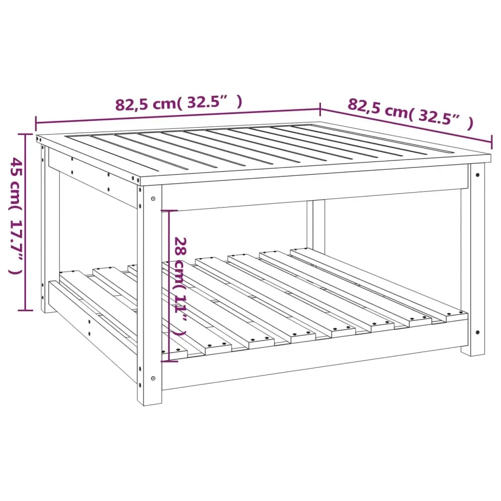 Grey Solid Wood Pine Garden Table with Storage