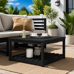 Solid Wood Pine Garden Table in Black 82.5x82.5x45cm