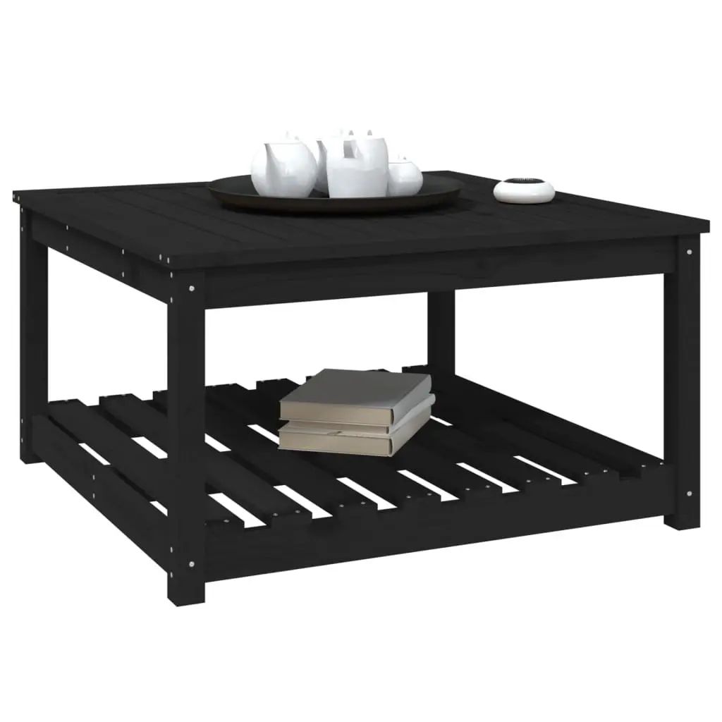 Garden Table Solid Pine Wood 82.5x82.5x45cm Black