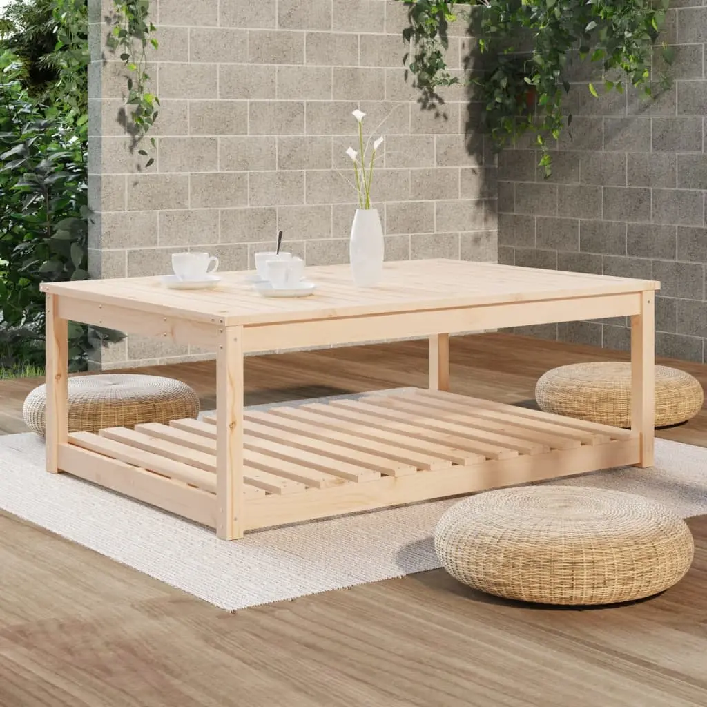 Garden Table Solid Pine Wood 121 x 82.5 x 45 cm Brown Outdoor Patio Furniture