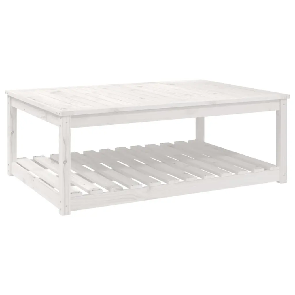 Solid Wood Garden Table in White for Outdoor Use