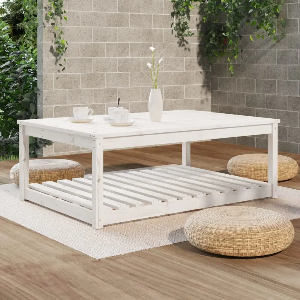 Solid Wood Garden Table in White for Outdoor Use