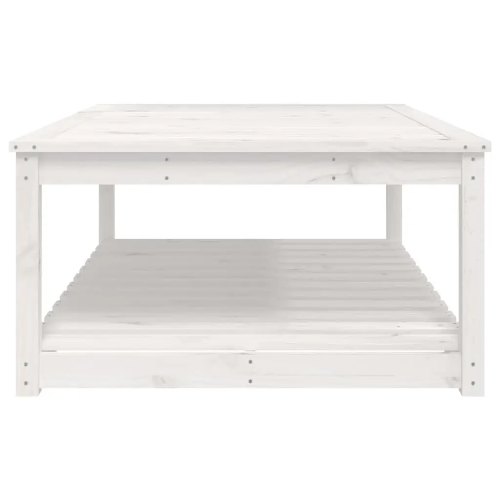 Solid Wood Garden Table in White for Outdoor Use
