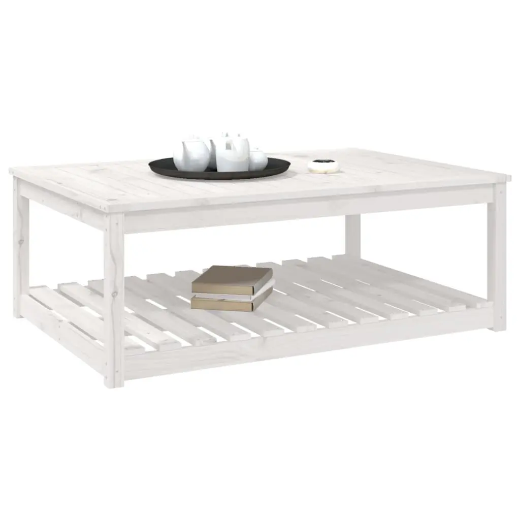 Solid Wood Garden Table in White for Outdoor Use