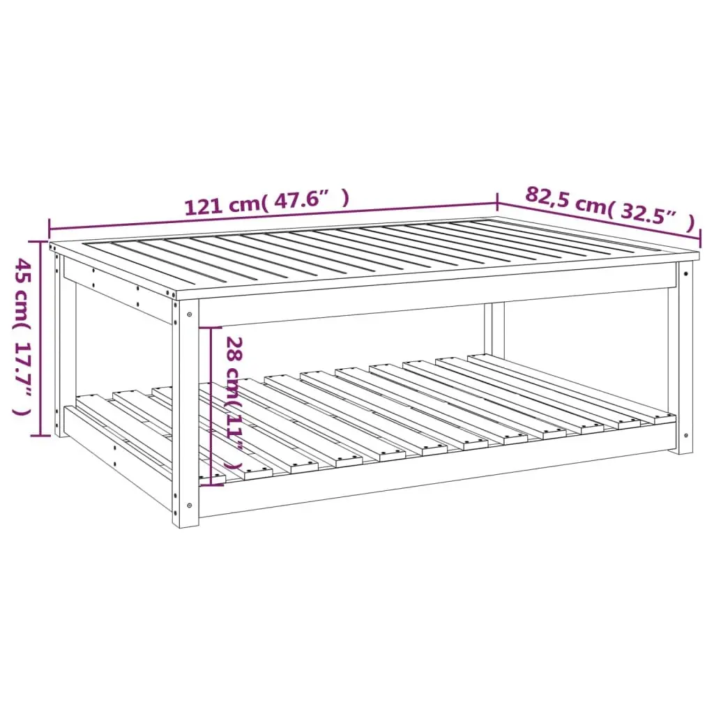 Solid Wood Garden Table in White for Outdoor Use