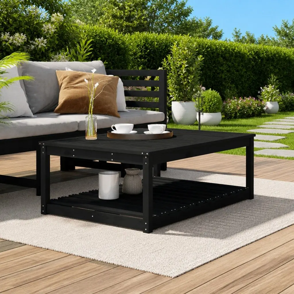 Black Garden Table 121x82.5x45cm Solid Pine