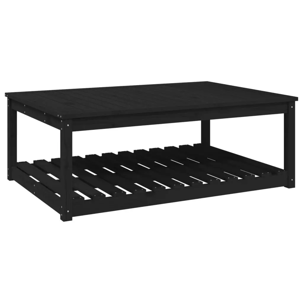 Black Garden Table 121x82.5x45cm Solid Pine