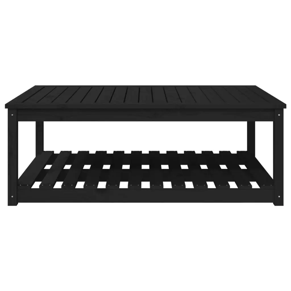 Black Garden Table 121x82.5x45cm Solid Pine