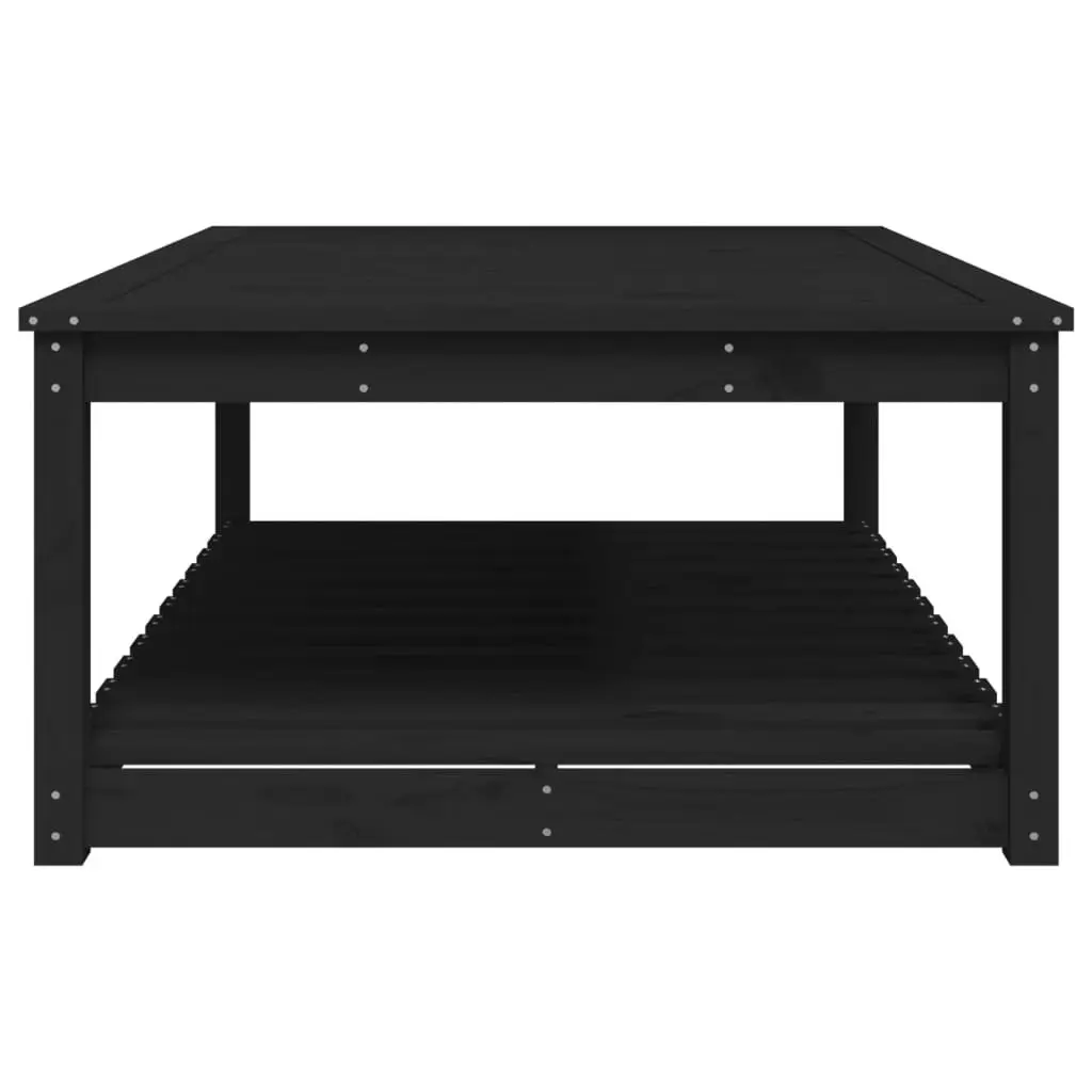 Black Garden Table 121x82.5x45cm Solid Pine