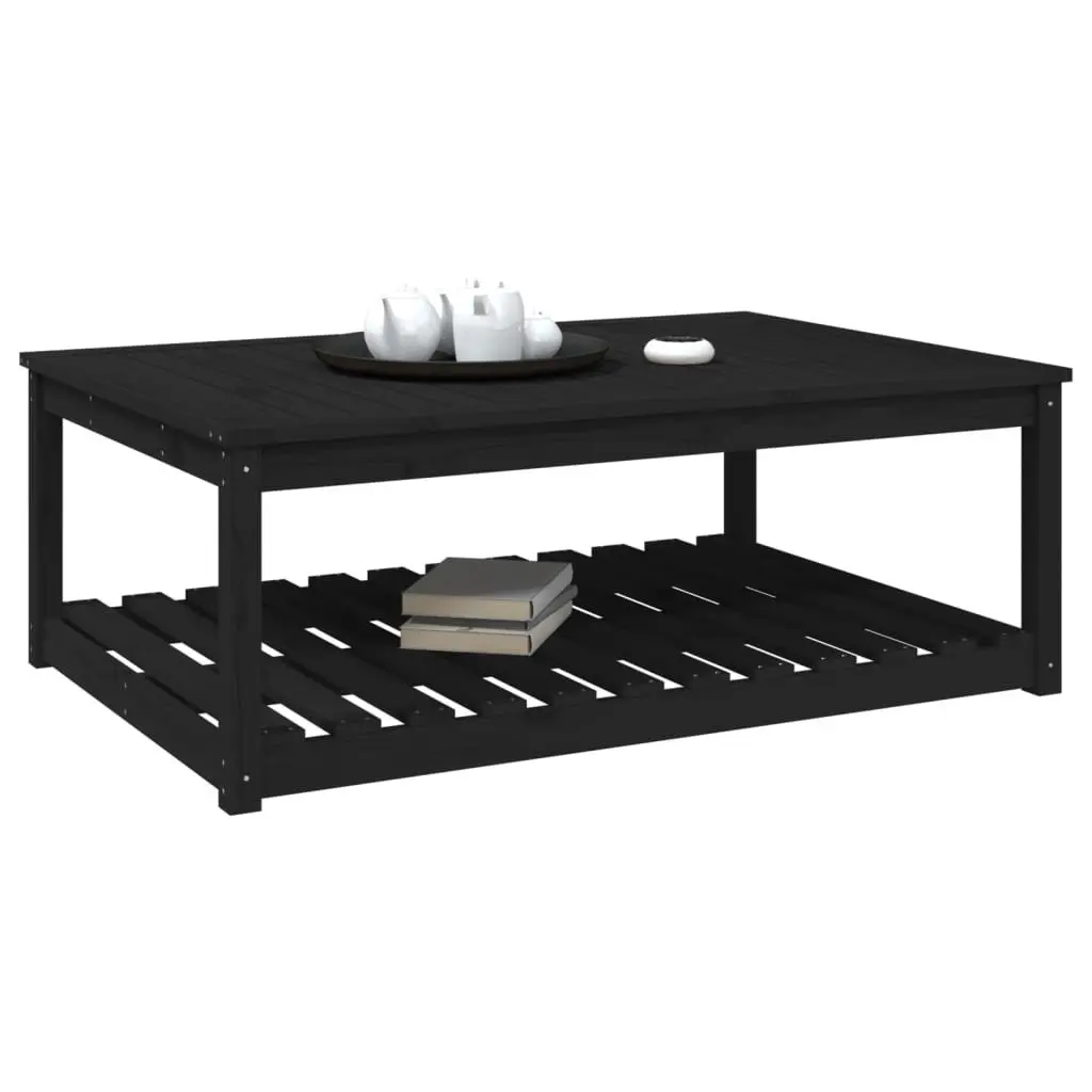 Black Garden Table 121x82.5x45cm Solid Pine