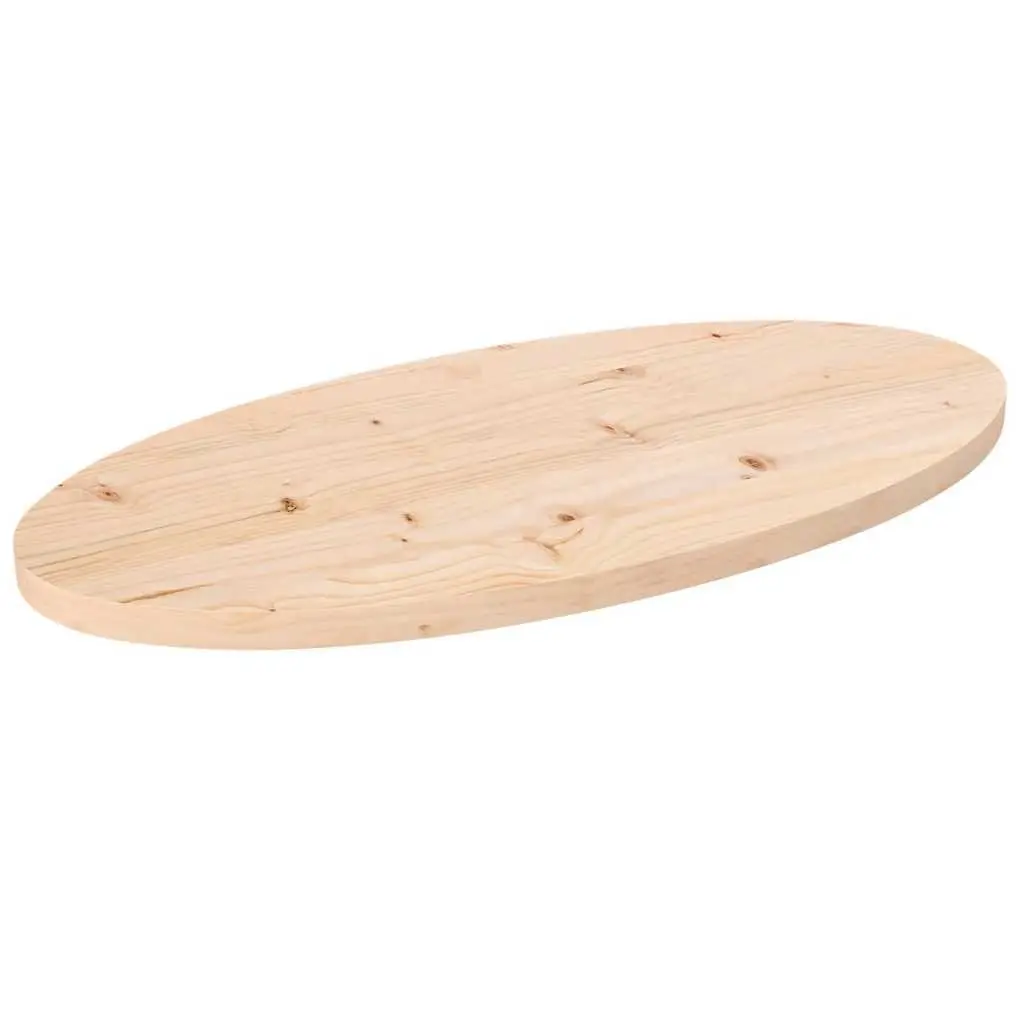 Solid Pine Wood Oval Table Top 70x35cm Brown