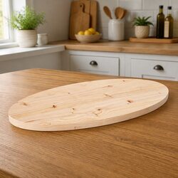 Durable Solid Pine Wood Table Top 80x40x2.5 cm Oval